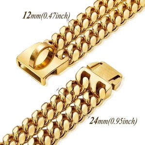 Cadena de cifrado de oro de doble fila de 12mm, <span class=keywords><strong>Collar</strong></span> de cadena de perro de Metal con tarjeta de identificación, <span class=keywords><strong>Collar</strong></span> de perro de acero inoxidable 304 - Product Image 2