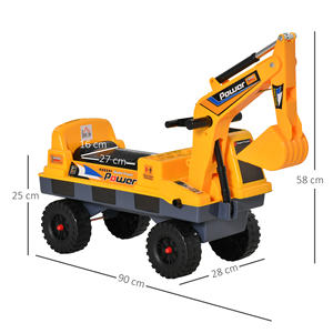 HOMCOM Bulldozer jouet 2 en 1 avec pelle et mèche, compartiment caché, jeu à monter pour enfants de 2 à 3 ans, 90x28x58cm, jaune - Product Image 3