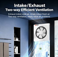 Ventilateur d'extraction mural carré pour salle de bain, commande tactile, fonctionnement silencieux, pales en plastique, pour toilettes et fenêtres en verre