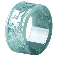 Bague en jadéite naturelle bleue pour homme, bijou Dragon Cheval Esprit, bague de pouce au design original, cadeau avec certificat d'évaluation JZ37