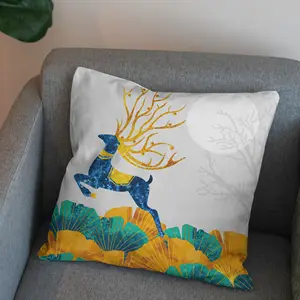 Custom Christmas Printed Throw Pillowcase Red Nordic New Year Decoration Pillow Case Sofa Furniture Chair Cushion Cover