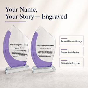 Premios Acrílicos Personalizados, Trofeo de Reconocimiento de Cristal Morado con Base Transparente, Placa de Presentación de Reconocimiento Corporativo para Empleados - Product Image 5