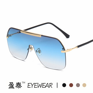 Eyewear <b>Oversized</b> Frameless <b>Sunglasses</b> UV400 PC Lens Unisex Street Style - Product Image 1