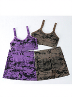 Yoga 2-Teiliges Einfarbiges Hochgeschnittenes Activewear-Set Damen Sport-BH & Trainings-Shorts Atmungsaktiv Leicht Elastisch Schnelltrocknend