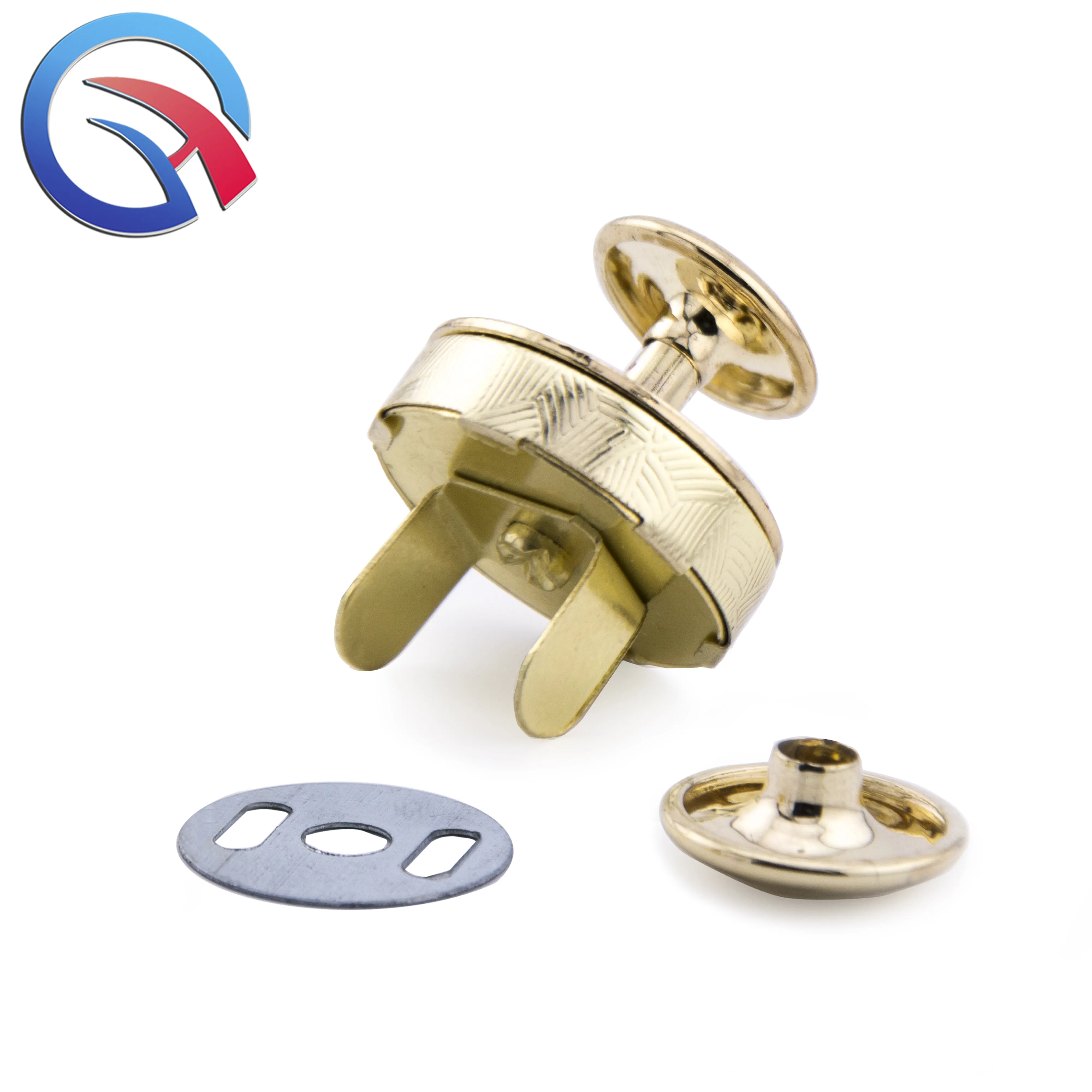 QingHe High Quality Light Gold 18mm Fastener Clasps metal Stud Button Magnetic Button for Crafts  Purse  Bags and Clothes