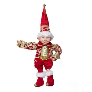Sıcak satış 15.7 inç/40CM noel dekorasyonları karikatür sevimli yumuşak noel Elf peluş Elf bebek