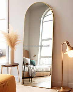 Miroir sur pied grand format de luxe moderne avec cadre en alliage <span class=keywords><strong>d</strong></span>'aluminium cintrée, idéal pour hôtels, salles de bain et <span class=keywords><strong>d</strong></span>écoration intérieure - Prix de gros - Product Image 3
