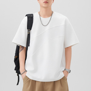 T-shirt da uomo estiva con design a colori abbinati, tinta in capo, vestibilità ampia, maniche corte, con loghi <span class=keywords><strong>giapponesi</strong></span> di tendenza - Product Image 1