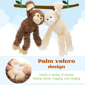 Set di 3 Peluche Scimmie con Velcro, Morbidi Animali Imbottiti, Decorazione da Parete, Accessorio per Auto e Zaino, Regalo - Product Image 3