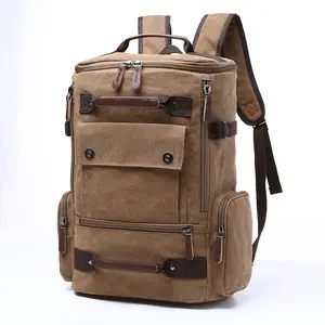 Повседневный винтажный холщовый рюкзак цвета хаки для путешествий, вместительный спортивный рюкзак, школьный рюкзак