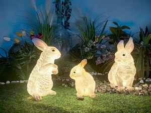 Luz LED 3D de conejo personalizada para exteriores IP65, cuerpo de resina transparente y fibra de vidrio para decoración de jardín, césped y parque para Ramadán - Product Image 1