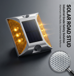 Balises routières LED solaires à effet œil-de-chat IP68, lampes d'avertissement clignotantes, feux de marquage pour autoroutes et pistes - Product Image 2