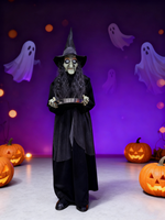 Décoration de sorcière électrique d'Halloween debout, yeux lumineux LED rouges, effets sonores effrayants, accessoire de fête pour maison hantée