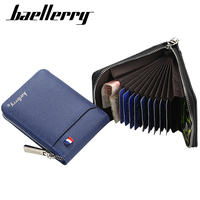 Baellerry dompet ramping untuk pria, dompet uang vertikal banyak slot kartu kulit PU buram