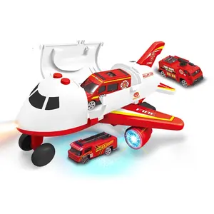 उच्च गुणवत्ता खिलौना आग ट्रक सेट शामिल हैं 2 छोटे मिश्र धातु खिलौना कारों बच्चों परिवहन कार्गो विमान हवाई जहाज खिलौने लड़कों के लिए