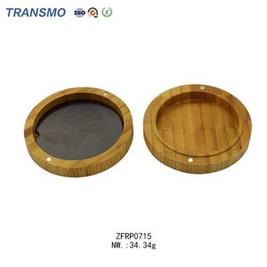 Boîte à poudre compacte vide écologique de luxe en bambou, ronde, avec échantillons gratuits - Product Image 3