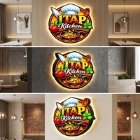 Enseigne lumineuse LED personnalisée par le fabricant, étanche pour extérieur, en aluminium thermoformé 3D, panneau publicitaire avec logo pour restaurant et cuisine