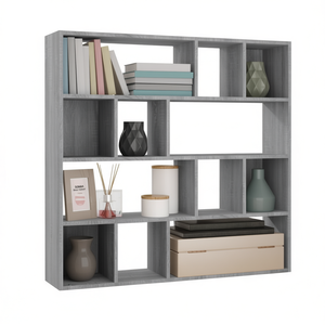 Libreria SONMA grigia 41,3x9,4x40,2 pollici con ripiani divisori e divisorio posteriore, mobile moderno e minimalista per soggiorno - Product Image 1