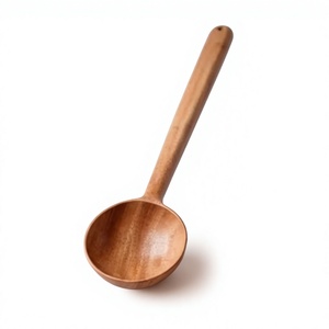 Reusable Natural Wooden Cooking Spoons Set of 2 <b>Kitchen</b> Tools for Stirring Mixing Serving Food Preparation - Product Image 1