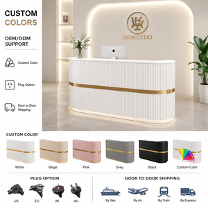 Luxury White Gold Salon Reception <b>Desk</b> Modern Cashier Counter for Nail Salon Beauty Salon Furniture - Product Image 1