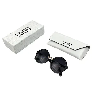 Benutzer definierte Logo Brillen Verpackungs koffer Optische Brillen Box Mit PU Soft Pouch Bag Hartpapier Box Luxus Sonnenbrillen Verpackungs set