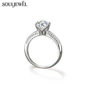 Anello <span class=keywords><strong>di</strong></span> Lusso Souljewel in Argento Sterling 925 con Moissanite, Taglio Rotondo Classico, Anello <span class=keywords><strong>di</strong></span> Fidanzamento e Promessa per Donne - Product Image 3