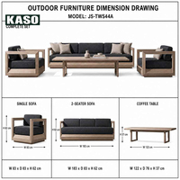 Ensemble de meubles de patio en teck de qualité supérieure, design minimaliste moderne, imperméable, de luxe, sur mesure