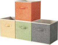 Lot de 4 paniers de rangement pliables en tissu de 10,5 pouces avec poignées pour organiser les étagères, les armoires, les bijoux et les outils