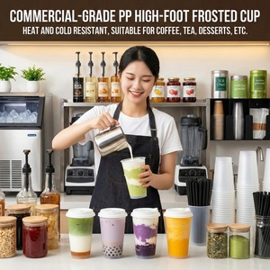 Disposable Various SizesPlastic Cup With Dome Lid for Iced Cold Drink Tea Juice Smoothie <b>Bubble</b> <b>Boba</b> Vaso De Plastico - Product Image 3