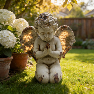 Scultura di Angioletto in Stile Vintage in MgO, Oggetto Decorativo per Casa e Giardino, Decorazione per Caminetto - Product Image 2