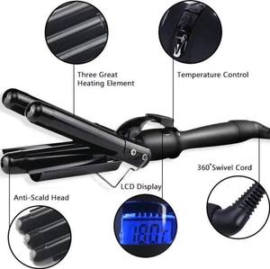 Rizador de Pelo Eléctrico Moderno Dorado para Salón, <span class=keywords><strong>Triple</strong></span> <span class=keywords><strong>Barril</strong></span> de Acero Inoxidable de 22-25mm para Ondas de Agua, para Peluquería y Spa - Product Image 5