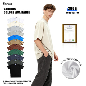 Chất Lượng Cao Trống 100% Cotton T Áo Sơ Mi Quá Khổ Người Đàn Ông Camisetas Con Buena Tela 280G Nặng Rắn T-Shirt O Cổ Tee Áo Sơ Mi - Product Image 2