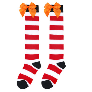 Calzini per bambini nuovi abiti invernali da ragazza lavorati <span class=keywords><strong>a</strong></span> maglia transfrontaliera Halloween europeo americano viola fiocco lungo fino al ginocchio <span class=keywords><strong>a</strong></span> <span class=keywords><strong>righe</strong></span> - Product Image 4