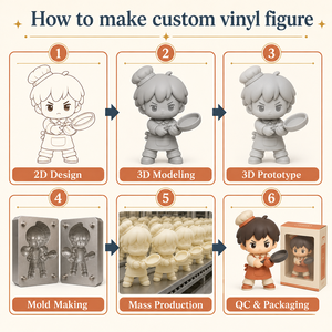 Figurine en vinyle personnalisée Little Battle Chef Boy, fabrication directe usine, OEM, mignonne, avec poêle à frire et maniques de four, jouet artistique - Product Image 3