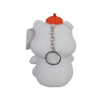 Porte-clés en peluche personnalisé, ours blanc avec langue sortie, jouet en peluche Kawaii, mini animaux en peluche, jouet en peluche OEM