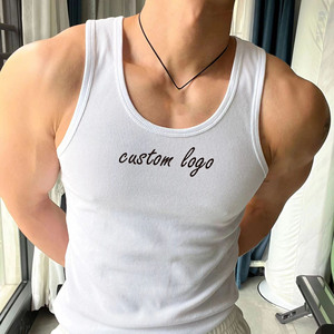 <span class=keywords><strong>Canotta</strong></span> da <span class=keywords><strong>uomo</strong></span> di alta qualità in cotone <span class=keywords><strong>a</strong></span> coste Slim Fit palestra Fitness Running sport ricamo <span class=keywords><strong>canotta</strong></span> grafica personalizzabile - Product Image 1