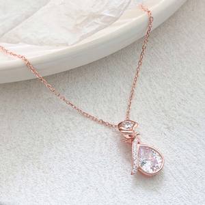 Collar con Colgante de Circonita Cúbica AA en Forma de Gota de Agua, Varios Colores Disponibles, Tamaño Pequeño, Joyería para Mujer - Product Image 2