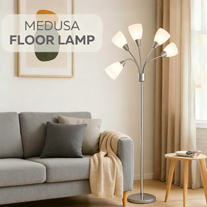 Lampadaire Medusa à 5 têtes LED en métal, hauteur réglable, design moderne, éclairage pour salon, chambre à coucher, bureau - Product Image 1