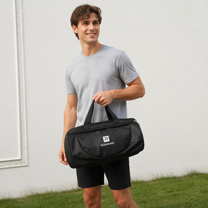 Sac de sport pour homme avec logo personnalisé, imperméable, séparation sec/humide, en nylon, pour la gym, les voyages, le week-end, sac de voyage en forme de baril - Product Image 6