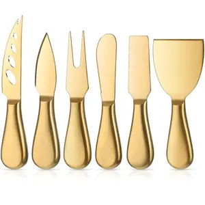 Hot selling cheese knives fork slicer cutter wholesale titanium gold cheese knife set