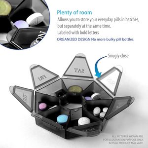 Boîte de rangement portable en plastique à 7 compartiments pour pilules, organiseur hebdomadaire, idéale pour le rangement de bijoux, personnalisable - Product Image 3