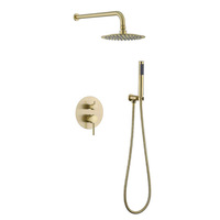 Robinet de douche mural en laiton chromé poli avec pulvérisation pluie et cartouche céramique pour salle de bain d'hôtel - Meilleures ventes