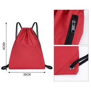 Middle Yellow MYD1082 <b>Drawstring</b> <b>Backpack</b> Zipper Pocket Thick Polyester Sports Cinch Sack Waterproof Large Gym Bag Fitness - Product Image 2