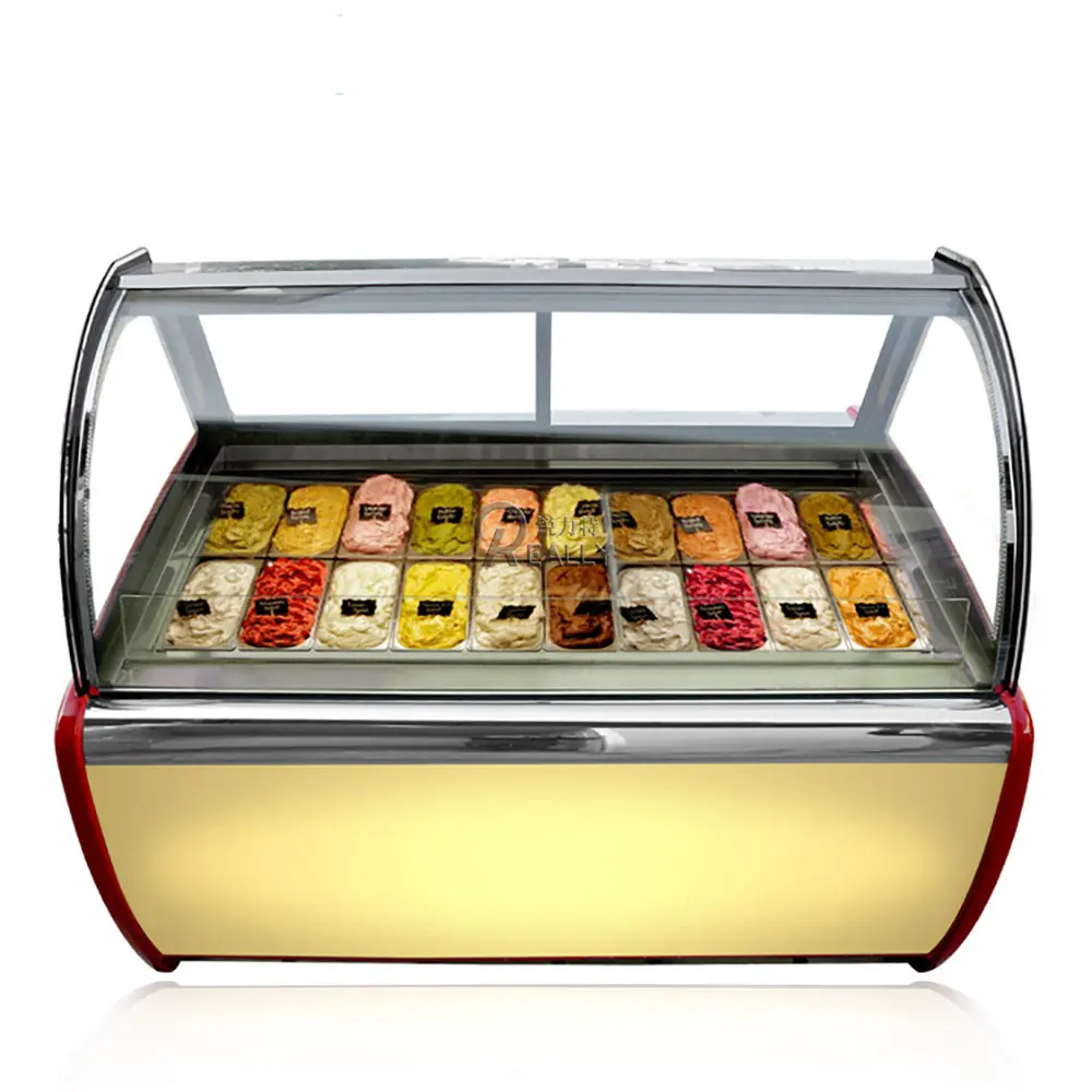 8/10/12/14/16 Pannen Ijs Display Showcase Aangepaste Gelato Display Koelkast Vriezer