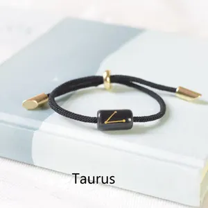 12 Constellation Zodiac Bracelet For Women Men Ceramics Engrave Charm Lucky couple Bracelets Fashion Jewelry
