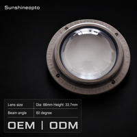 Lensa Kaca Borosilikat Bulat Optik Sudut Lebar 60 Derajat Diameter 66mm untuk Lampu Sorot Harga Grosir Pabrik OEM ODM Kustom