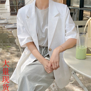 2025夏季韩版别致法国复古风格兔子大口袋外套女式宽松休闲短帆布涤纶无纺布 - Product Image 5