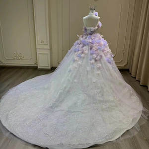 Strapless Corset Top Fairytale Sparkly <b>Glitter</b> <b>Ball</b> Gown Dress Floral <b>Ball</b> Gown Puffy Wedding Prom Dress Yl0031 - Product Image 5