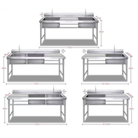 2024 vente en gros Durable Commercial 201/304 Table d'évier en acier inoxydable Double évier équipements de cuisine de haute qualité