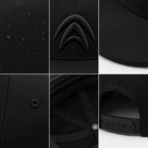 Casquette Snapback Unisexe Sportive Ajustable en Toile Noire 100% Polyester Résistante à l'Eau avec Broderie Gonflée Gothique – Fournisseur d'Usine - Product Image 3